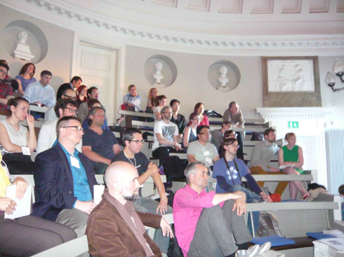 The audience, on the first row, Jamie Allen and Albert-László Barabási